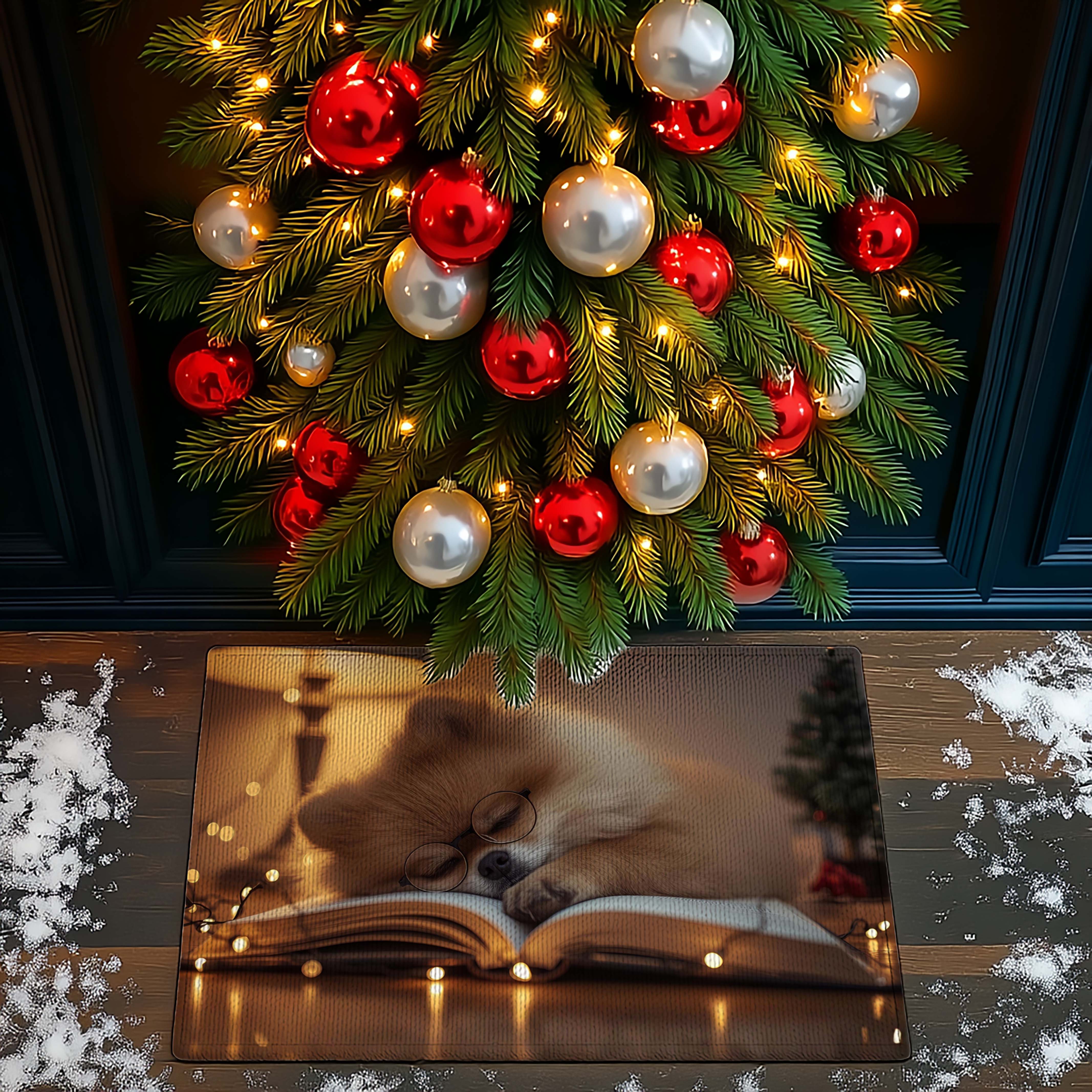 Sleeping Bookworm Puppy Doormat - DMRC003