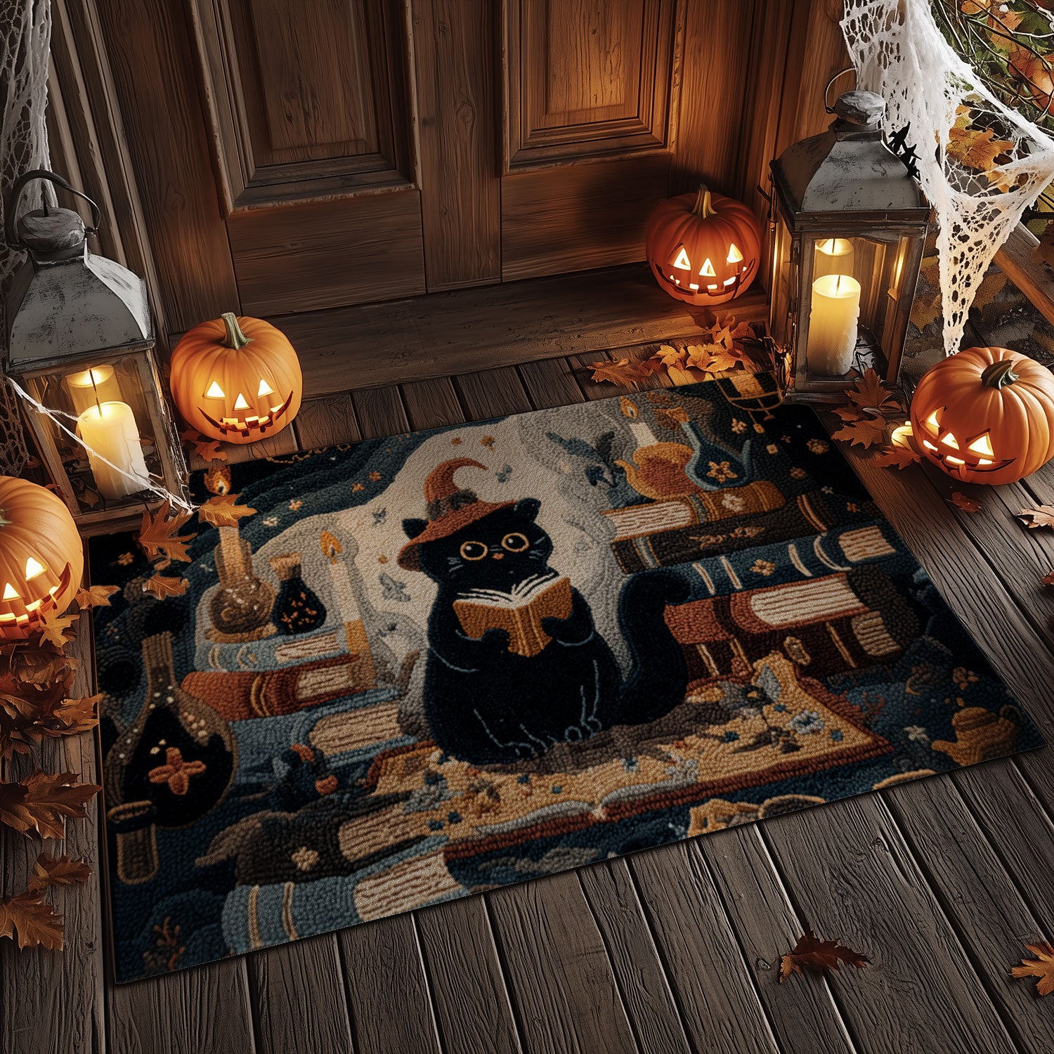 The Bookworm Black Cat Mat