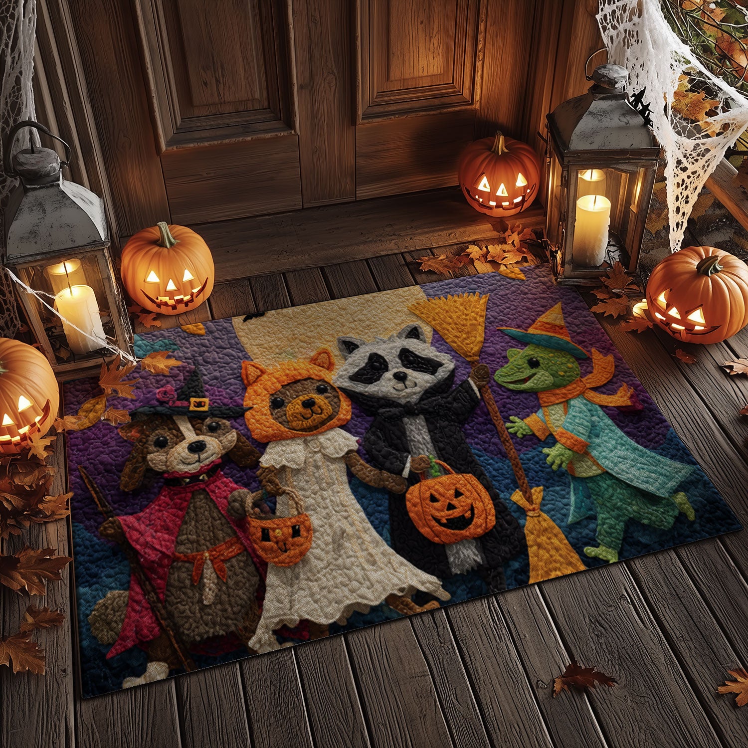 Gothic Crowned Skull & Red Rose Doormat | Halloween Mat