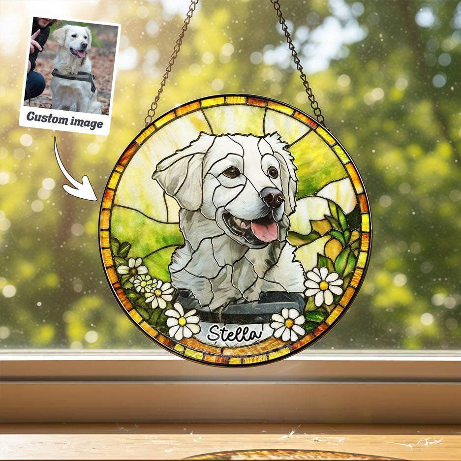 White Daisy & Yellow Field Dog Art - SPETCD1C101