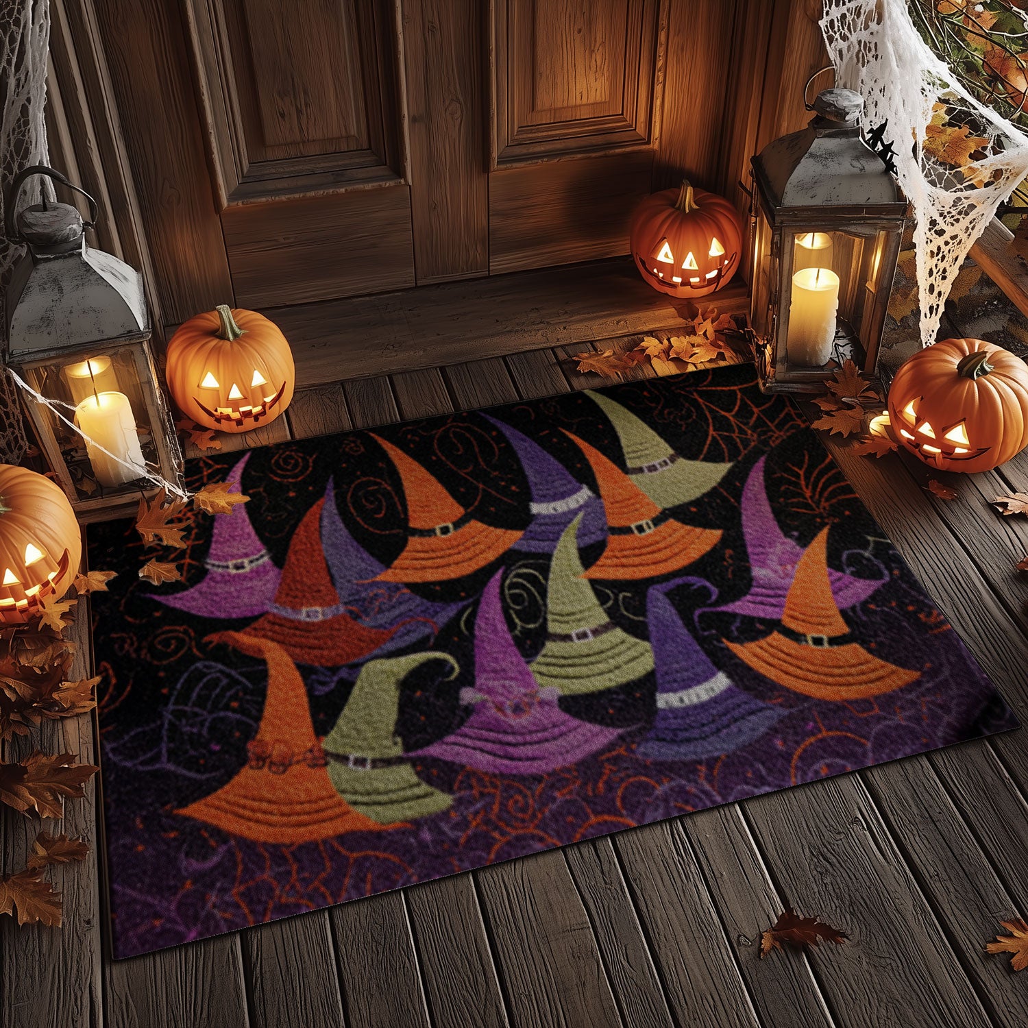 Witch Hat Pattern Halloween Doormat