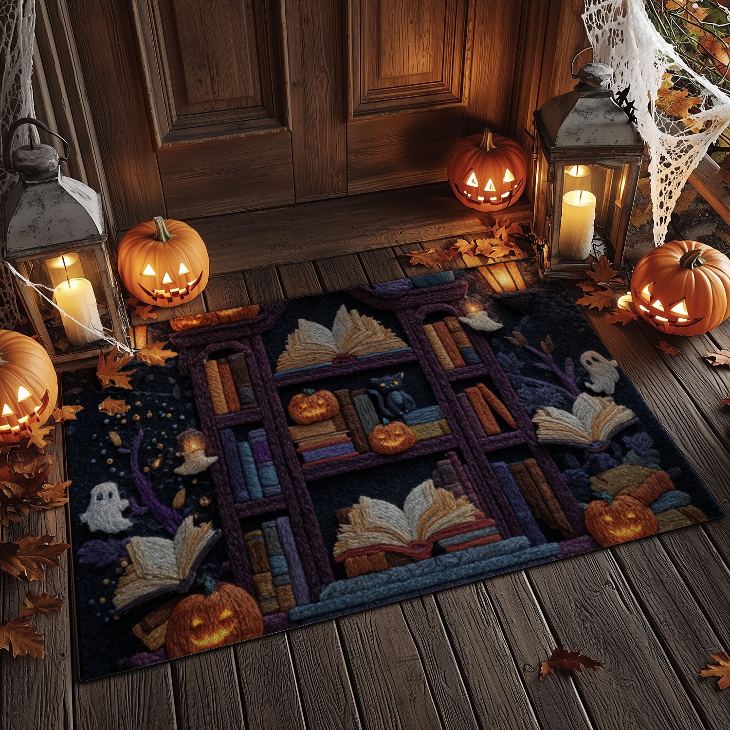 Witch's Bookshelf & Ghostly Friends Mat